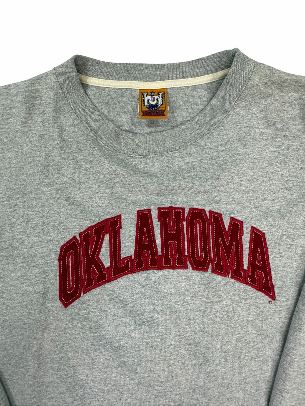 Vintage Oklahoma Gray Long Sleeve Crewneck Shirt - Picture 2 of 6